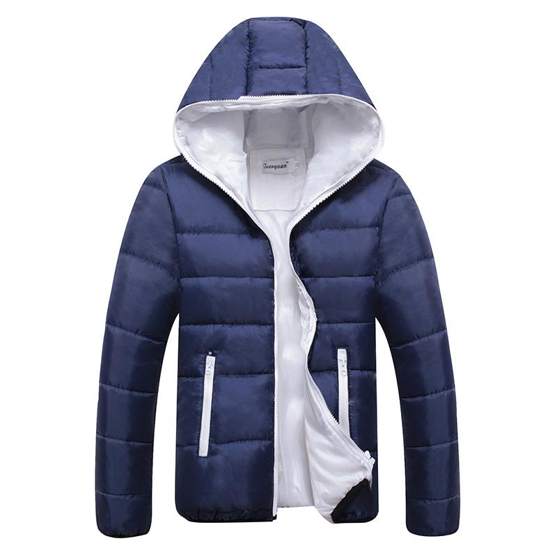 Spring and Autumn Men's Hooded Cotton Coat Thickened Casual Solid Color Zipper Cotton Coat Wearing Cotton Coat Fashion Men's Wear