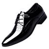 Leather Shoes Men's Business Formal Wear Bright Surface Breathable Hollow Pointed Toe Casual Leather Shoes Youth Wedding Shoes