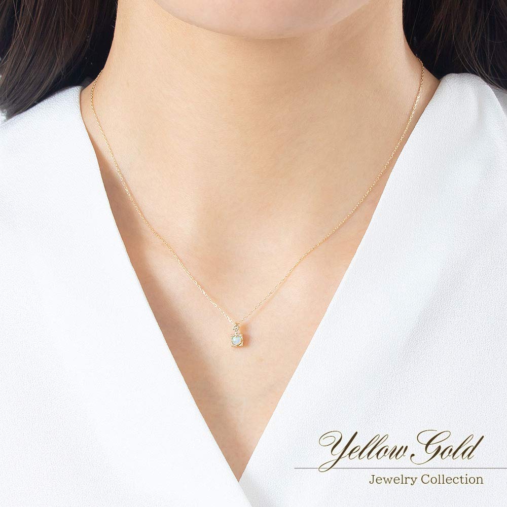 Barzaz Опал Натуральный Желтый Маленькое Ожерелье, Камень, Золото, Женское, K10, 10K,