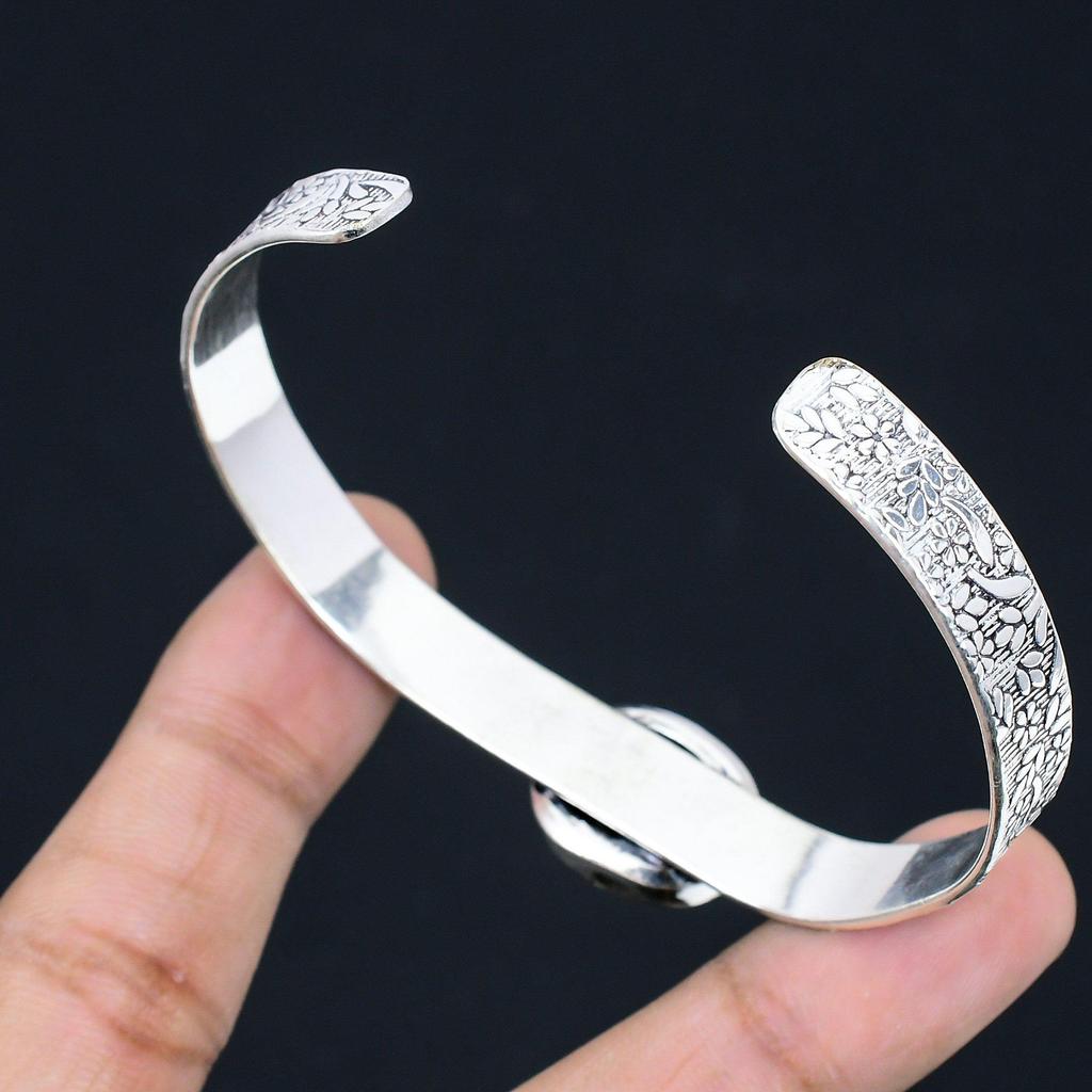 Halloween Deal Turritella Agate Gemstone 925 Silver Birthday Boho Bangle Jewelry