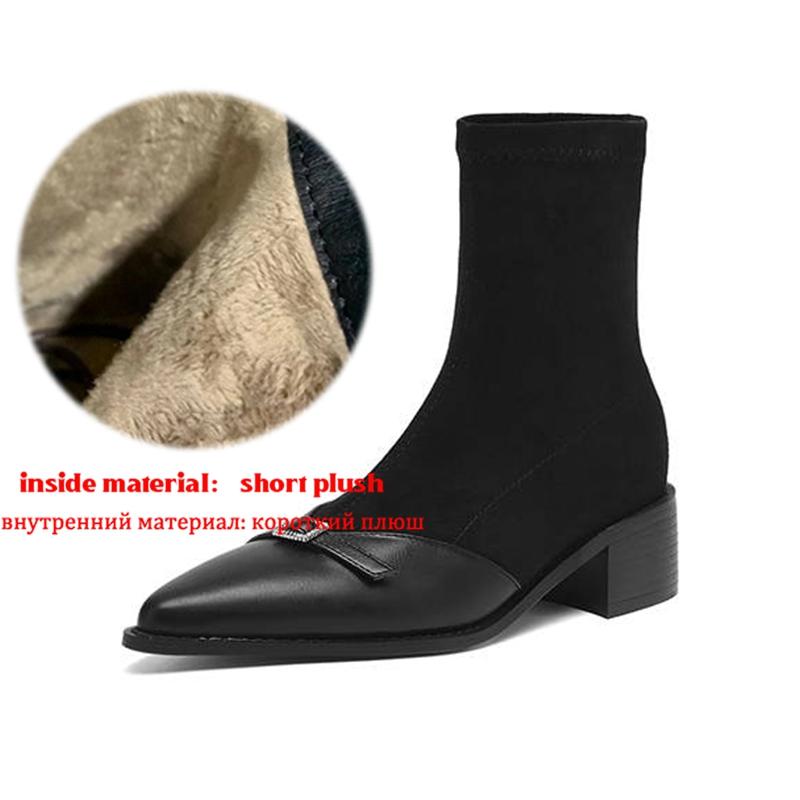 Krazing Po Микрофибра Зимние Остроносые Размер 33 Ковбойские Сапоги Размер 43 Металлическая Пряжка Толстый Каблук Эластичные Ботильоны
