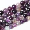 Violet Fluorite Crystal Natural Stone Beads 15"Strand Smooth Round Loose Spacer Beads 4/6/8/10/12mm for Jewelry Making DIY Bracelets Accessories