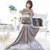 Plush Cushion Pillow Air Conditioning Blanket Cute Mouse Appearance Multifunctional Blanket Throw Pillow Gray 7318