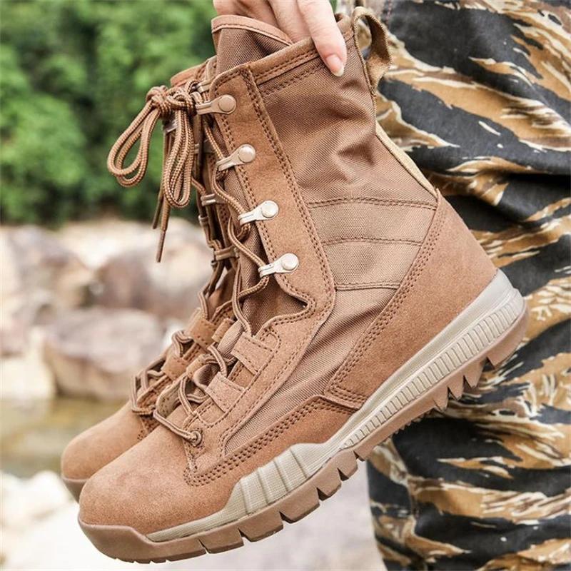 Men Lightweight Army Boots Special Force Breathable Desert Boots Military Tactical Male Combat Ankle Boots Unisex Work Shoes