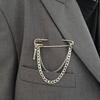 Unisex Minimalist Suit Accessory Cross Pendant Punk Brooches Long Chain Big Pins