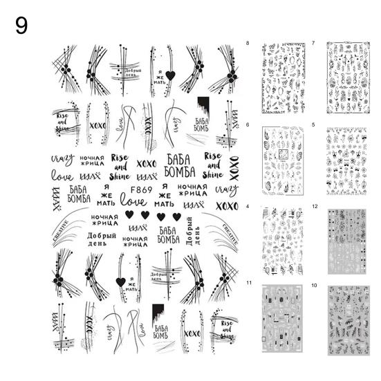 Наклейка для ногтей с цветком, различные узоры, самоклеящаяся черная белая бабочка, переводная наклейка для ногтей на лето