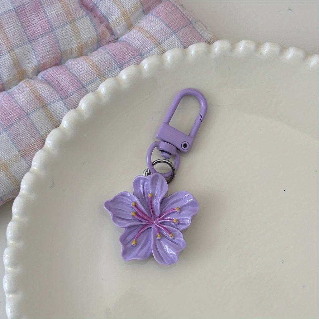 Romantic Cherry Blossom Keychains Sweet Minimalist Floral Charms, Lobster Clasp Gift for Couples and Friends, Decorative Bag Accessories