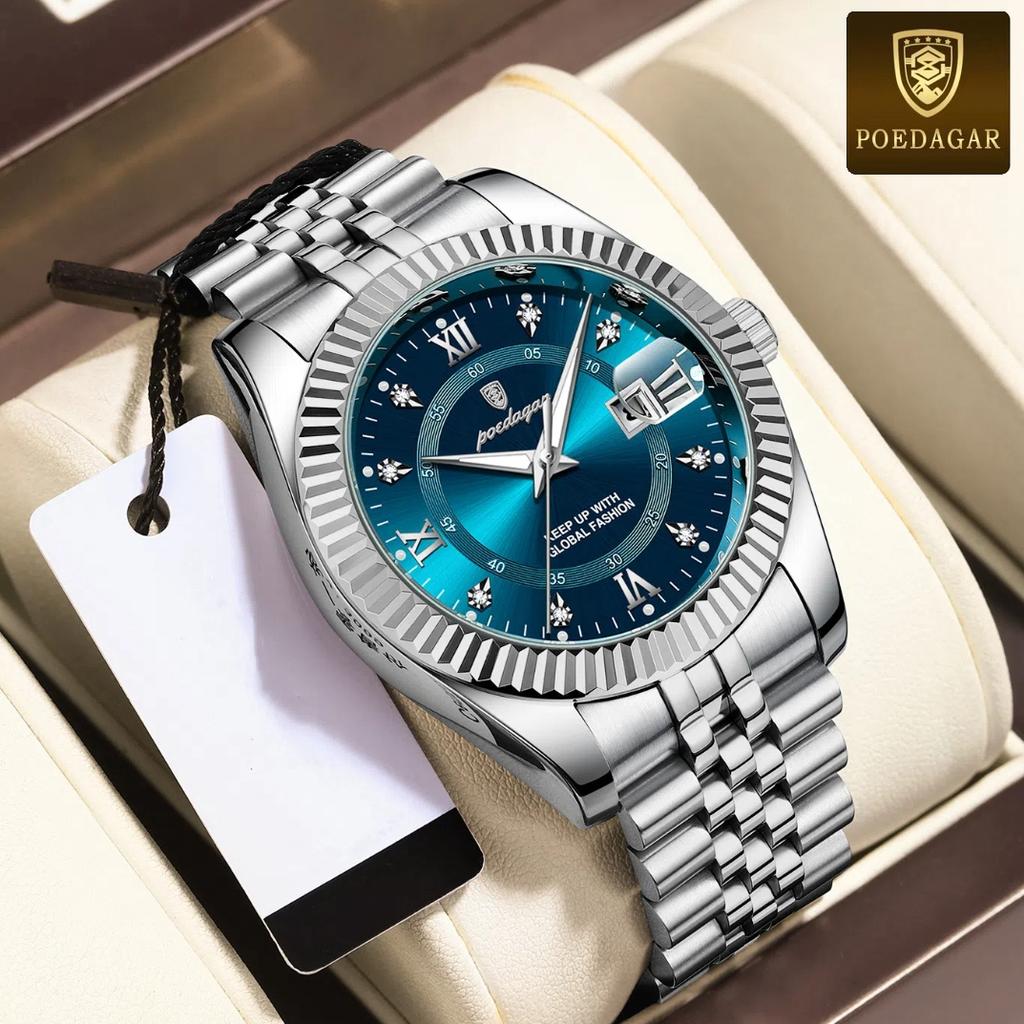 POEDAGAR Luxury Sport Wrist Watch For Man Waterproof Luminous Date Men Watch Quartz Stainless Steel Men's Watches Male Gift