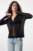 Women's Elegance Style Cardigan Black Premium Yarn Special Yarn Transparent Look Knitwear Cardigan