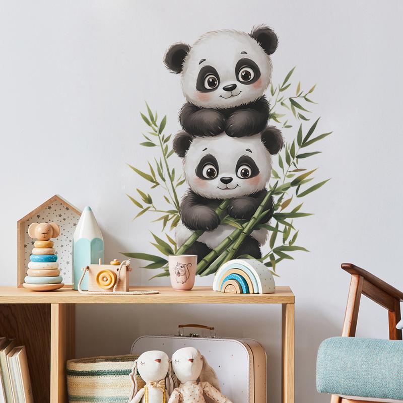 Мультяшная Акварельная Бамбуковая Панда Декор Спальни Гостиной Прихожей Самоклеящийся Декор Комнаты