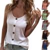 Women's Button Down Shirts Casual Round Neck Sleeveless Tank Top Solid Color Summer Loose Soft Basic Blouse Tee