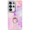 Suitable for Samsung S25ultra Mobile Phone Case Marble S23 Electroplated Fine Hole Full Package Anti Fall A56 Ring Support