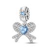 Шармы Оригинальная Медь Голубой Циркон Бабочка Узел Сердце Подвеска Бусины Подходят Браслет Сделай Сам Изысканный Подарок Женщинам Нежный