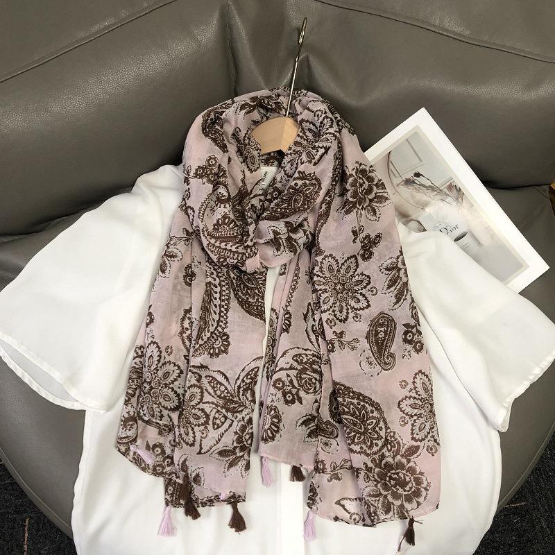 36 Designs Floral Print Voile Tassel Viscose Shawl Scarf Soft Thin Wrap Pashmina Headband Bufandas Muslim Hijab Sjaal 180*90Cm