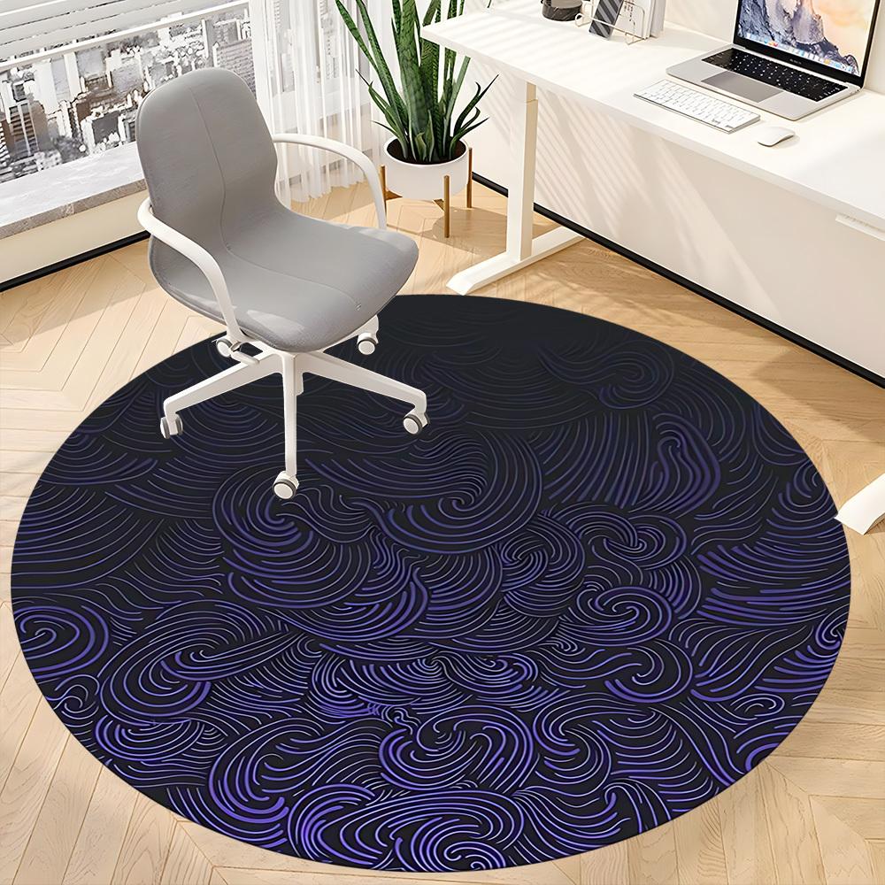 1pc Wave Swirls Office Round Area Rug, Mat Suitable For Office, Under Office Chairs Bedroom Living Room Home Decor, Room Deco