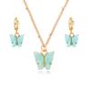 Acrylic Butterfly Pendant Earrings Necklace Combination Set Japan And South Korea Sweet Style Alloy Chain Jewelry Set