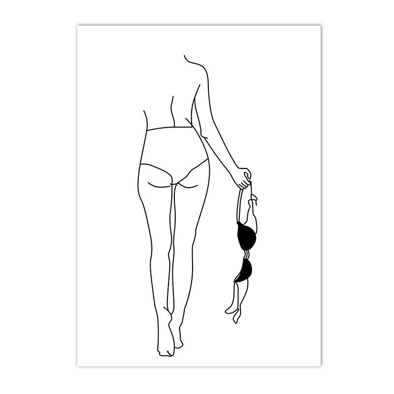 Wall Art Poster Naked Body Minimalist Sexy Woman Line Draw Art Print Black And White Canvas Painting Nordic Pictures Home Decor