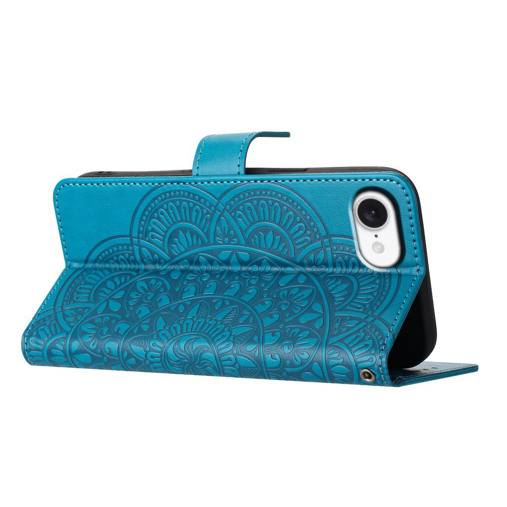 For iPhone 16e Wallet Phone Case Butterfly Floral Imprint Leather Flip Cover with Strap