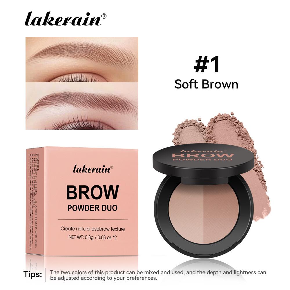 Lakerain Two Color Eyebrow Powder - Waterproof and Sweat Resistant Long-lasting Color, Fine Powder Lasting No Smudgy, Natural Eyebrow Shape,