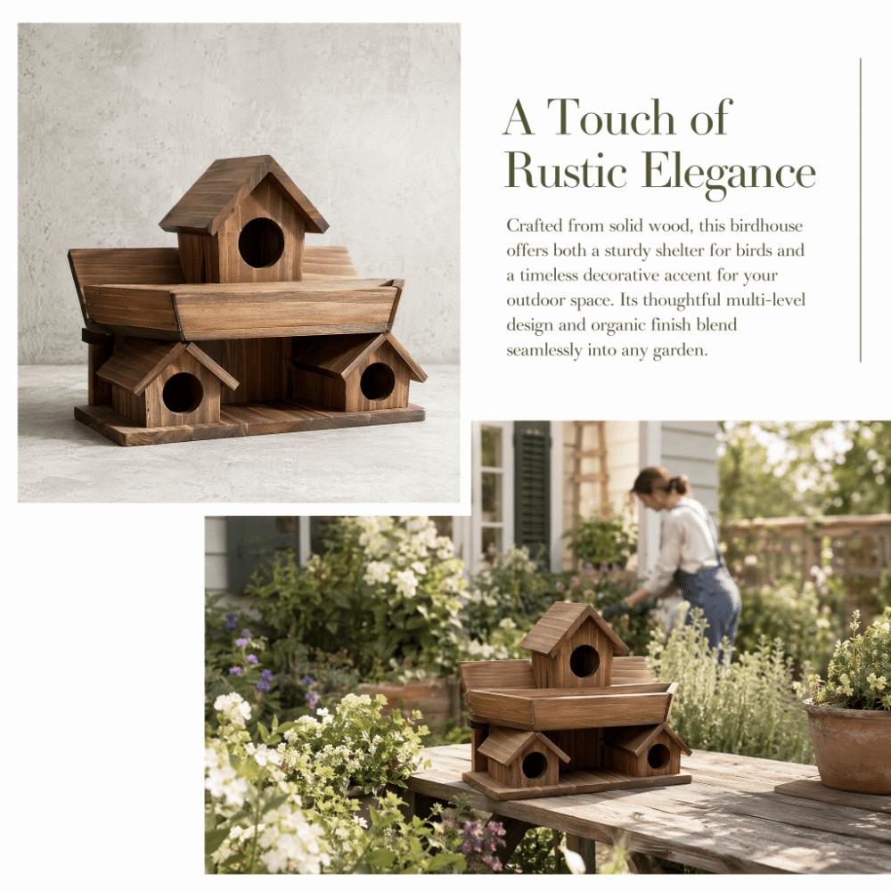 Handmade Bird Villa Nest Weather Resistant Bird Feeding Birdhouse Wooden Bird House Garden