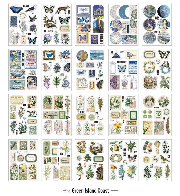 Infeel.Me Island Mountain Wind Series Sticker Book: DIY Journal Decoration - 4 Designs