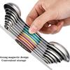 Double Sided Magnetic Measuring Spoons Set Stainless Steel Kitchen Tools with Leveler for Baking Spices Coffee (8/9 Pieces)