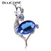 Blue Crystal Christmas Deer Brooches For Women Men New Design New Year Beauty Animal Party Office Pins Gifts
