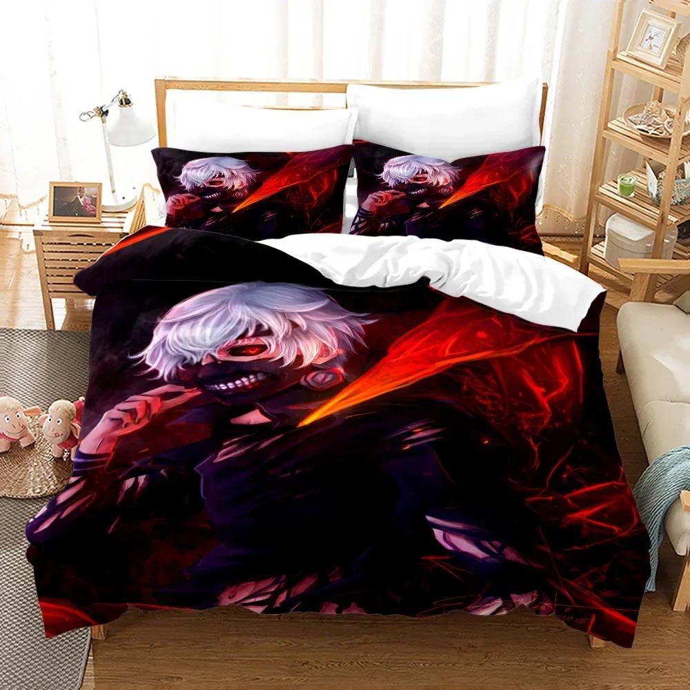 Токийский Гуль Канеки Кен Удобное Пуховое Одеяло Пододеяльник Наволочка Постельный Комплект Детская Спальня Декор Домашний Текстиль