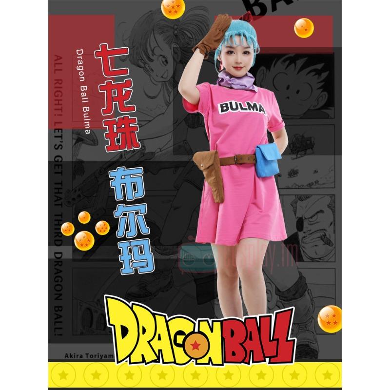 Костюм для косплея Бульмы из Dragon Ball с синим париком с высоким хвостом, Полный набор для женщин из аниме