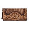 Floral Genuine Leather Wallet Women Handmade Real First Layer Cow Leather Clutch Bag Large Female Card Holder Purse