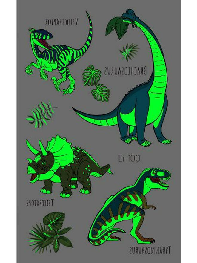 Светящиеся в темноте тату-наклейки динозавров для детей - Веселье для вечеринок и костюмов