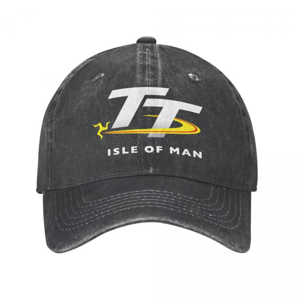 2023 Isle Of Man TT Races Merch Unisex Women Trucker Hat Motorcycle Racing Distressed Denim Washed Caps Hat Gift Snapback Cap