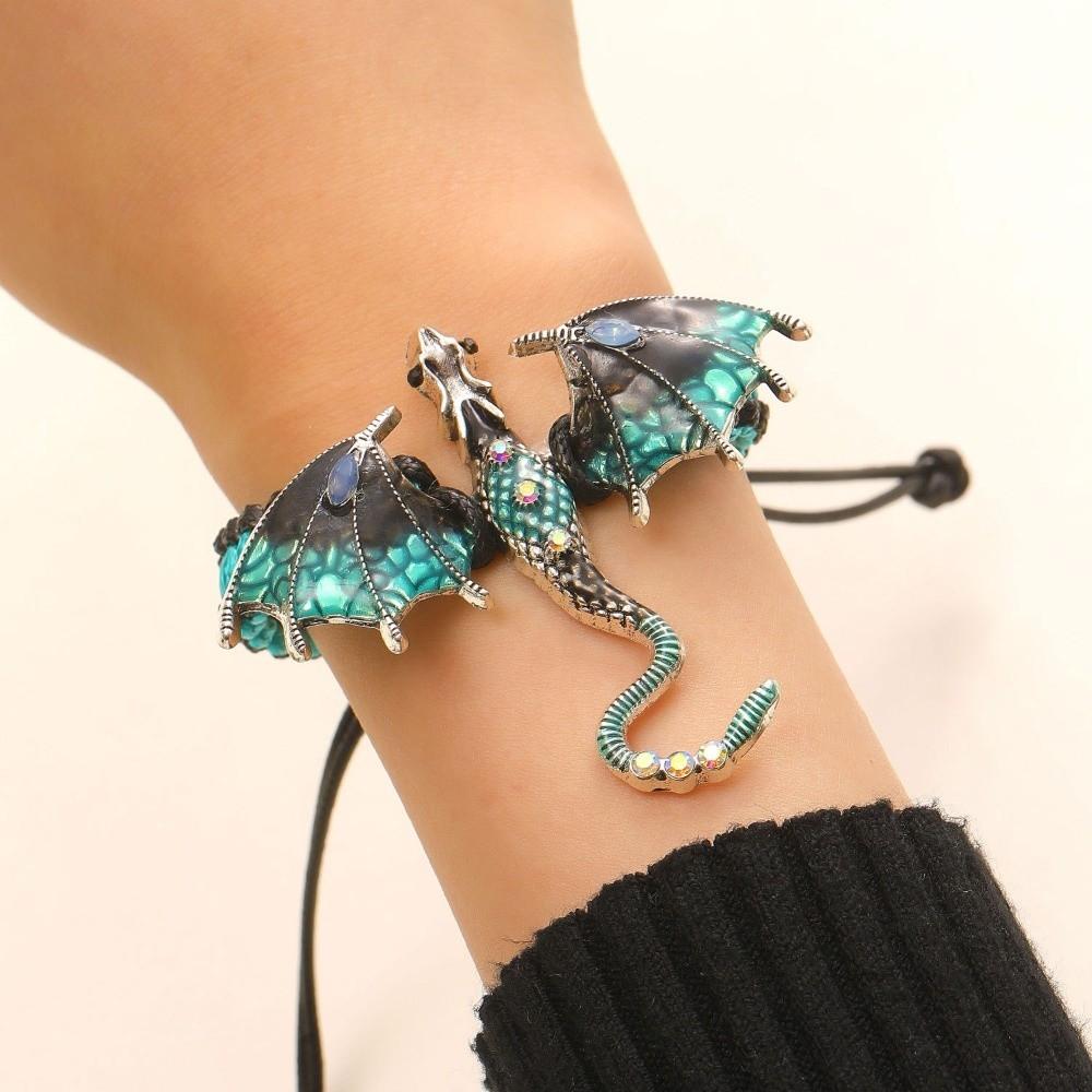 Creative Braided Rope Bracelet Vintage Woven Cord Wristband Fashion Animal Dragon Bracelet Cosplay