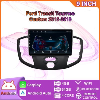 Автомобильный мультимедийный плеер Android 2 Din для Ford Transit Tourneo Custom 2015-2018, головное устройство, стерео Carplay, GPS-навигация, BT, WIFI, 4 + 64 ГБ