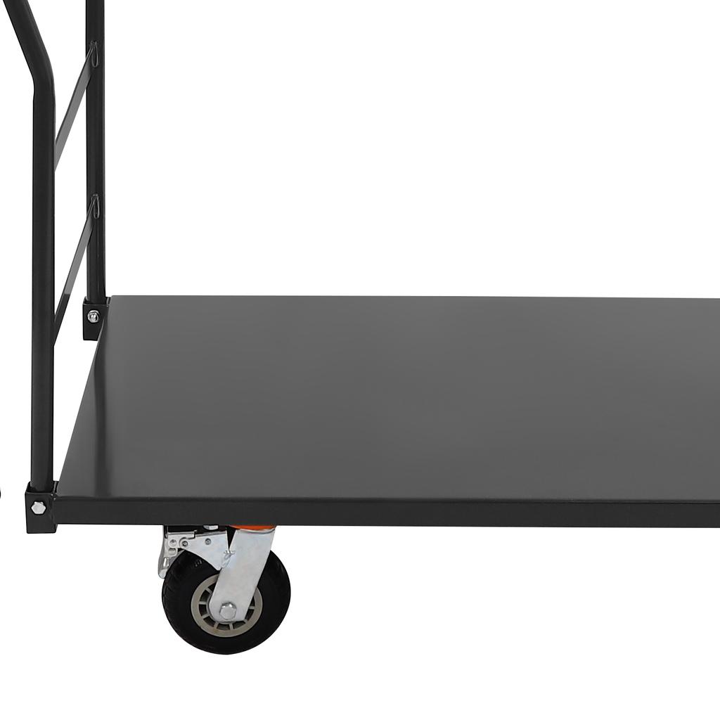 Flat Dolly Cart Flatbed Hand Truck 2000 lbs Heavy Duty Detachable Handle 4 Silent Casters 2 Brakes 360° Wheels Rustproof Iron Platform for Factory