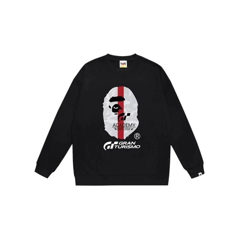 BAPE-Style Heavyweight Cotton Crewneck Sweatshirt Mens Oversized Streetwear Pullover Fall