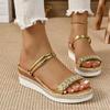 Fashion Women Sandals Fashion 2025 Rhinestone Summer Non Slip Beach Shoes Women Wedge Sandals for Women Lightweight Platform Slippers