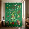 1 шт. Зеленая водонепроницаемая шторка для душа с принтом «Счастливого Рождества» и 12 крючками, доступна в нескольких размерах, можно стирать в машине
