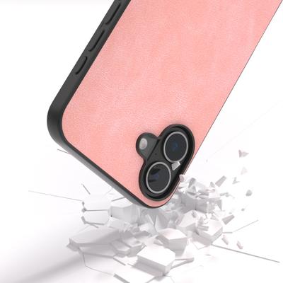 Чехол для iPhone 16 Plus из ПУ-кожи, ПК и ТПУ, 3-слойный гибридный чехол для телефона