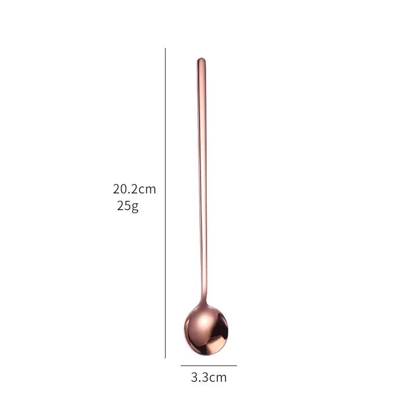 1 шт. Чайная ложка из нержавеющей стали с круглой головкой, столовые приборы с длинной ручкой, кофейная, чайная, десертная, для мороженого, мини-лопатка, кухонные столовые приборы