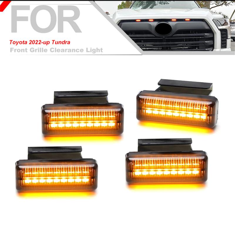 Universal Car Front Grille Light Yellow Shell Daytime Running Lamp Amber LED Headlight Warning Light For Ford Toyota Tundra Tank