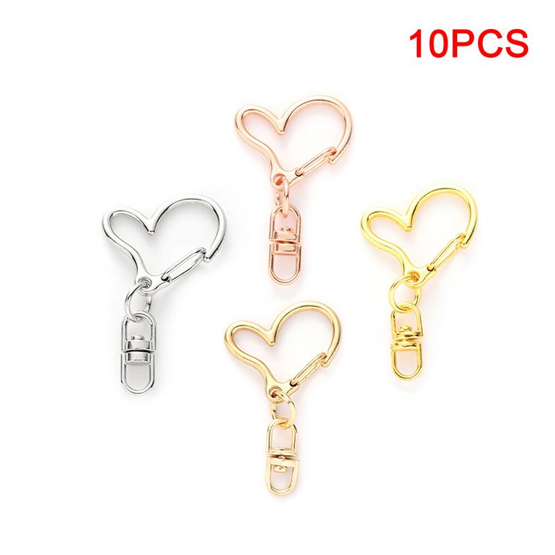 10 шт. брелок для ключей в форме сердца, брелок для ключей, аксессуары для самостоятельного изготовления, карабин