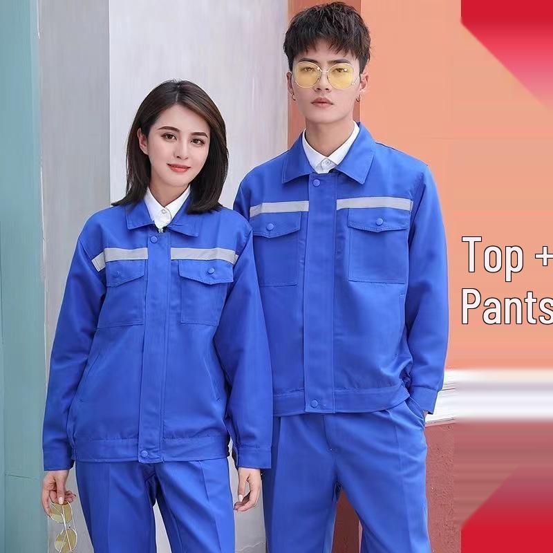 Men's Reflective Long-Sleeve Workwear Set - Durable Auto Repair Attire for Spring & Autumn