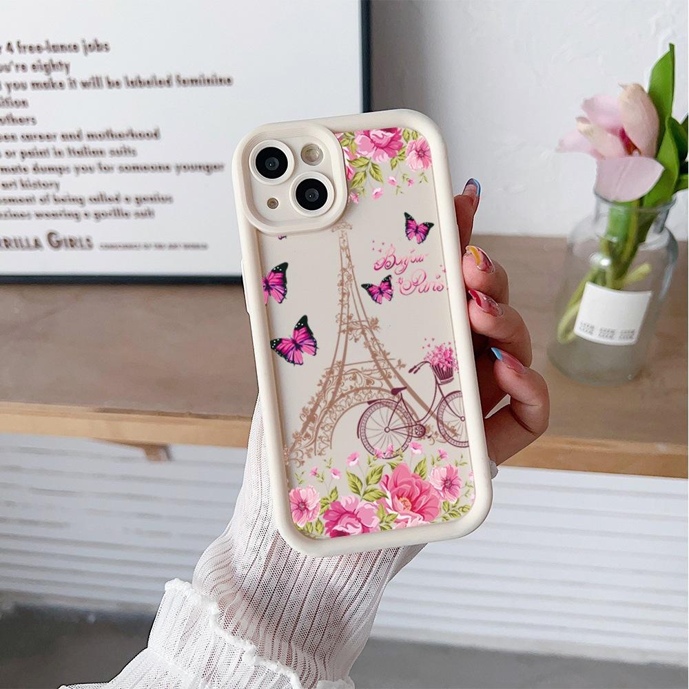 Applicable to Apple 16Promax European and American hot-selling soft case 14pm flower butterfly 15 painted IP13pm mobile phone case 11