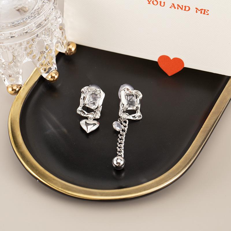 Асимметричные серьги с кисточками и кристаллами, модные серьги с москитной сеткой, зажим для ушей, без пирсинга, женский