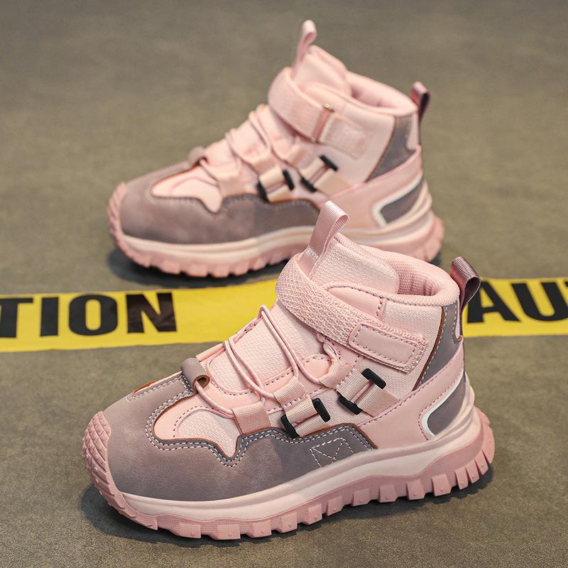 Детские высокие хлопковые кеды 2025 зима новые мягкая подошва нескользящие студенческие спортивные туфли для мальчиков и девочек утепленные флисом теплые