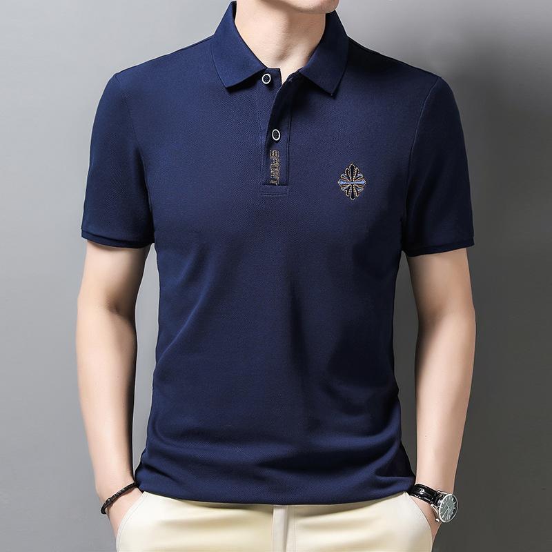 Мужская рубашка поло с короткими рукавами, свободная повседневная футболка с отворотами и короткими рукавами, тонкая и дышащая.