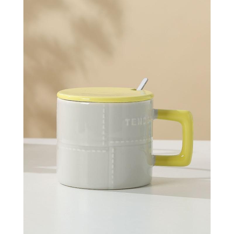 Creative and Simple Mugs Macaron Color Blocking Ceramic Cups High Appearance Level  InS Style Couple Coffee Cups and Souvenir Cups