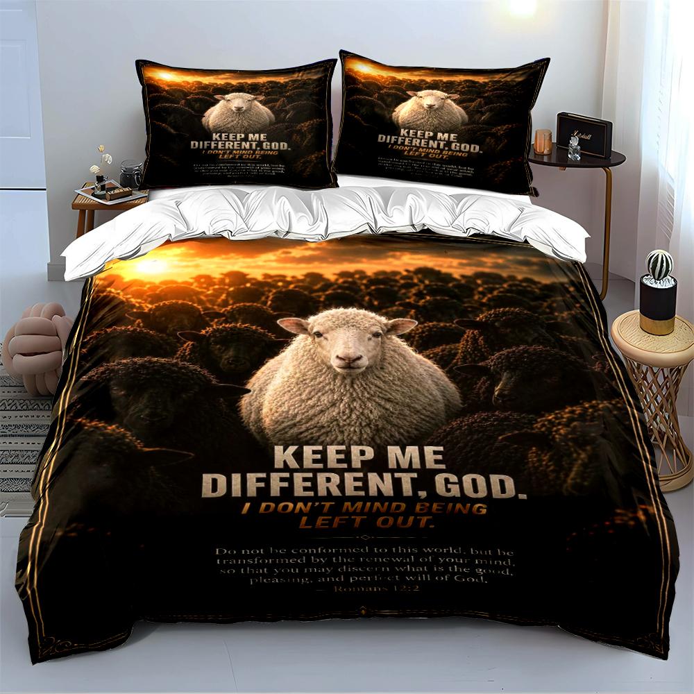 "Unique Sheep Pattern Bedding Set" Bedding set (1 duvet cover, 2 pillowcases, duvet not included)