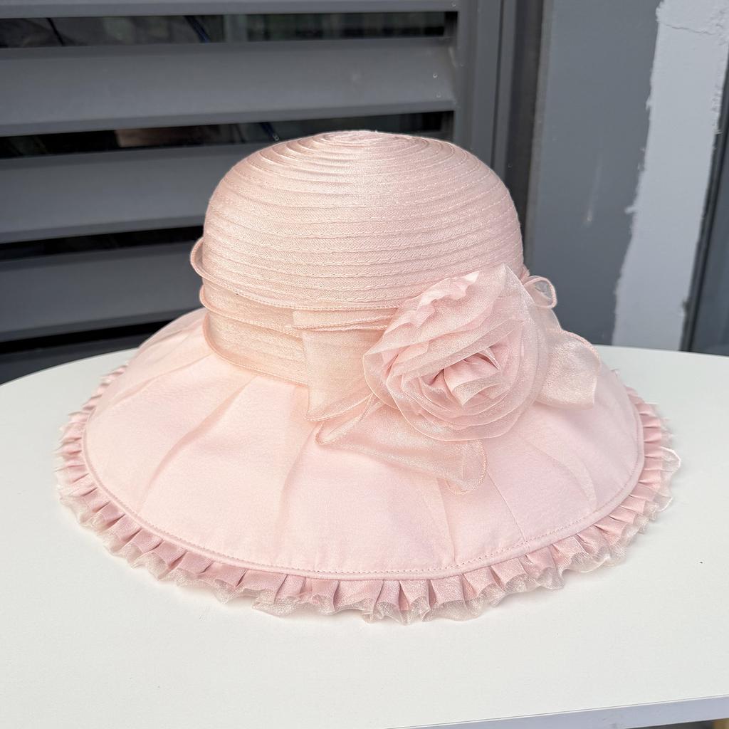 Spring and summer new flower mesh yarn eaves sun protection hat women's organza breathable sunshade UV protection sun hat